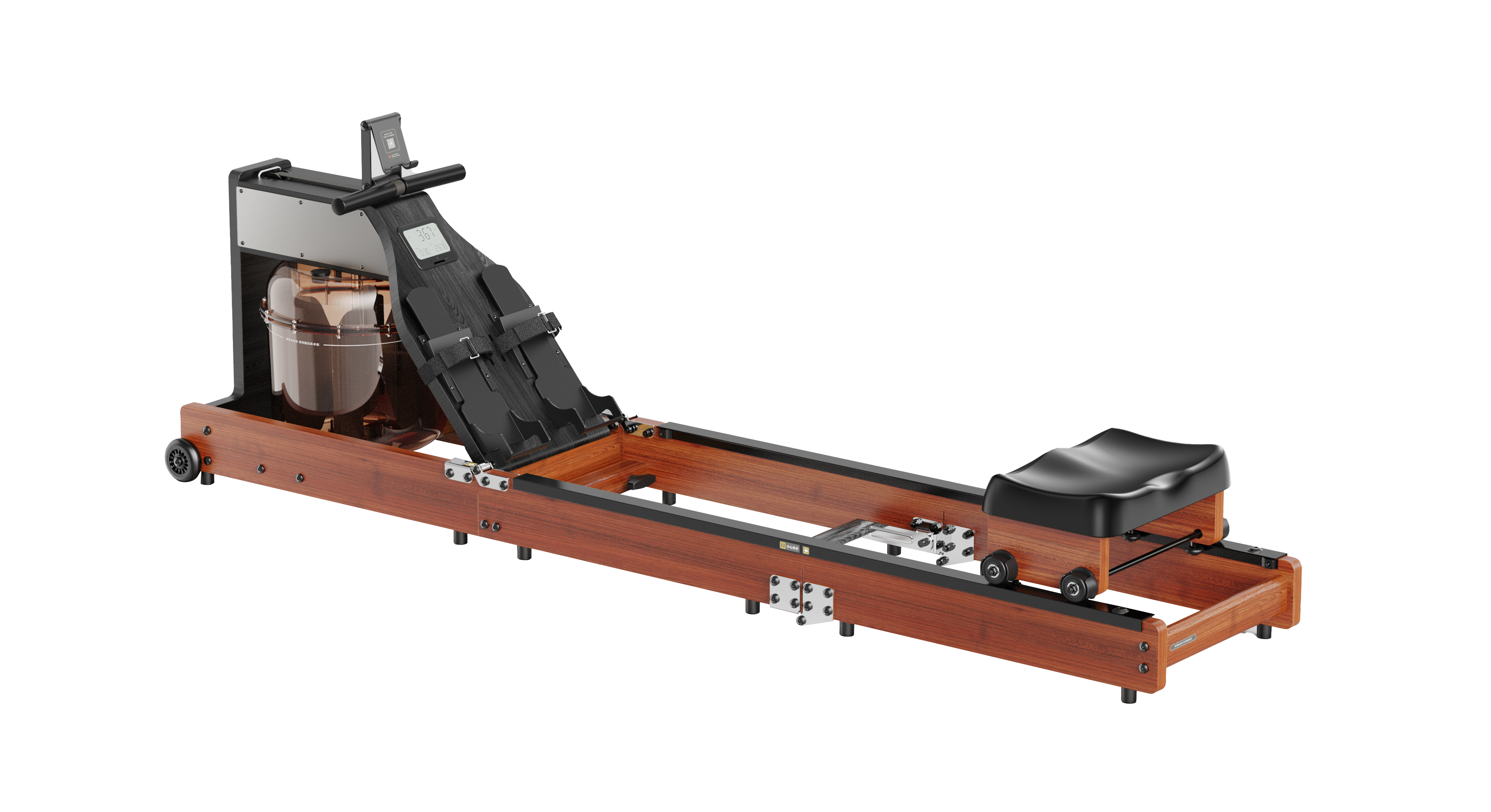Folding water rower with white background