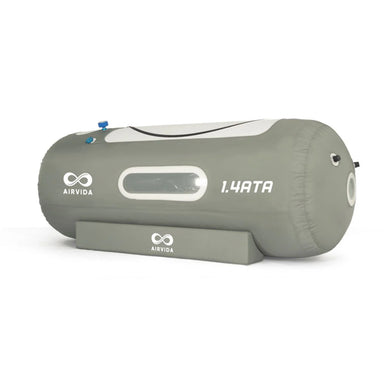 Gray and white hyperbaric chamber on a white background