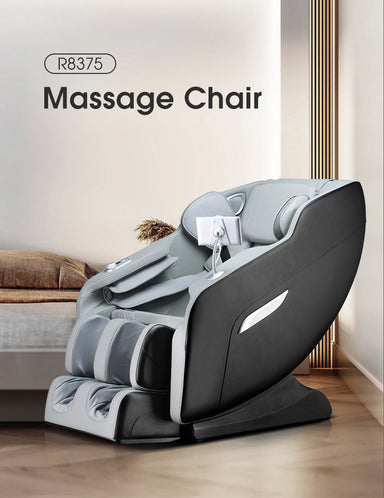 Massage chair with model number R8375 in a room setting.