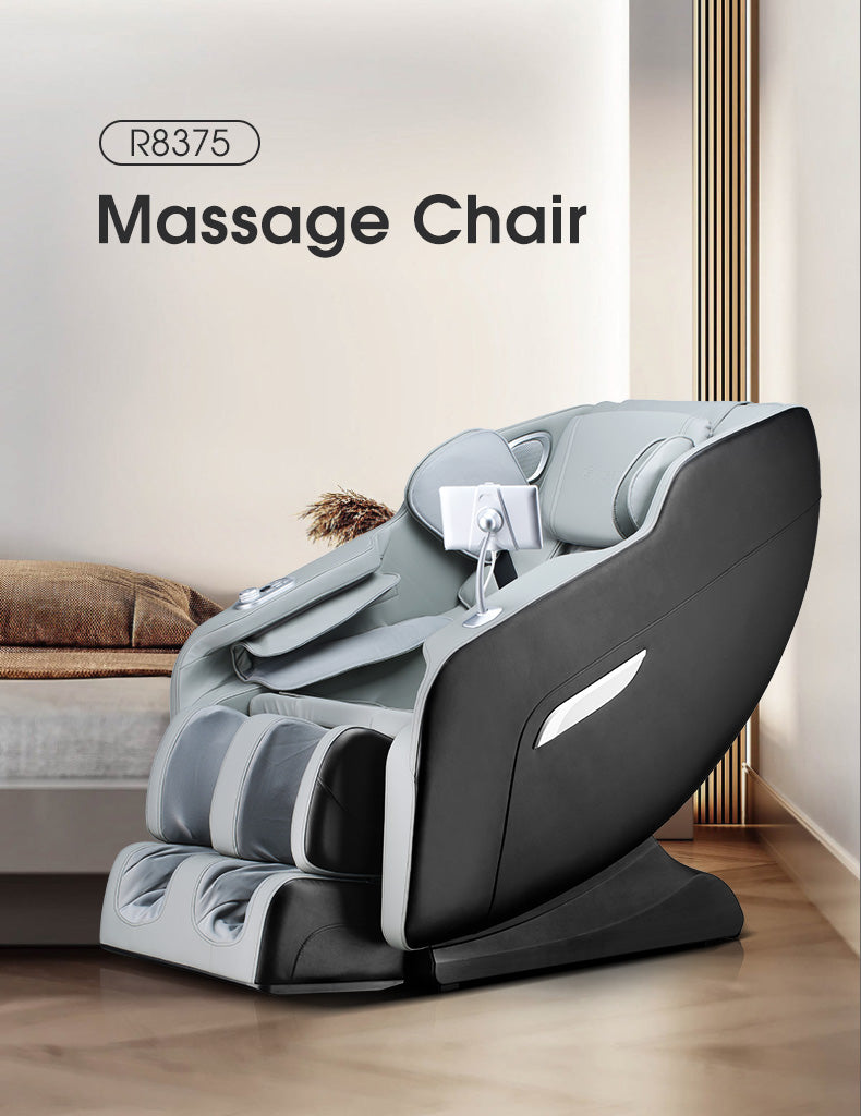 Massage chair with model number R8375 in a room setting.