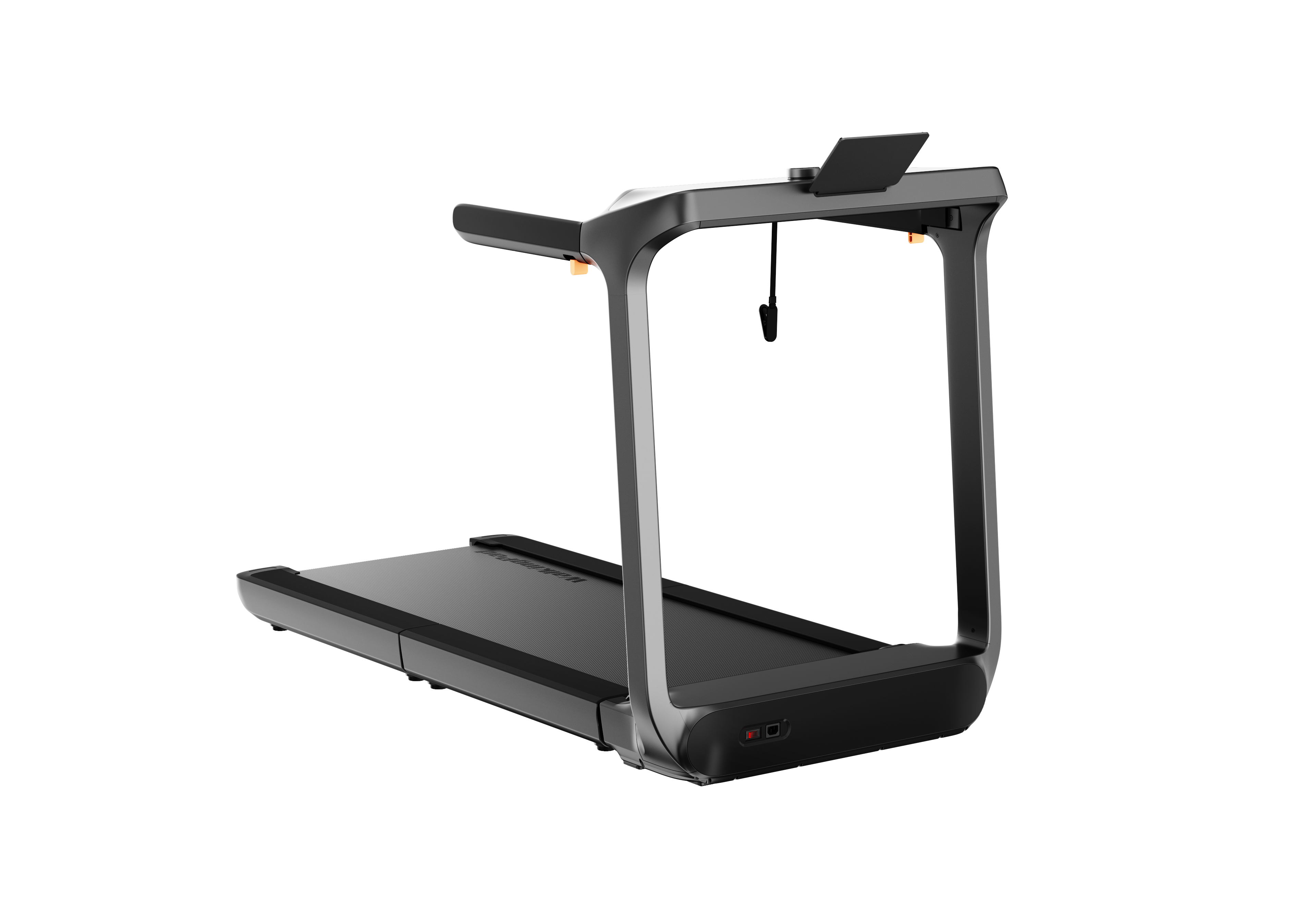 Black treadmill on a white background