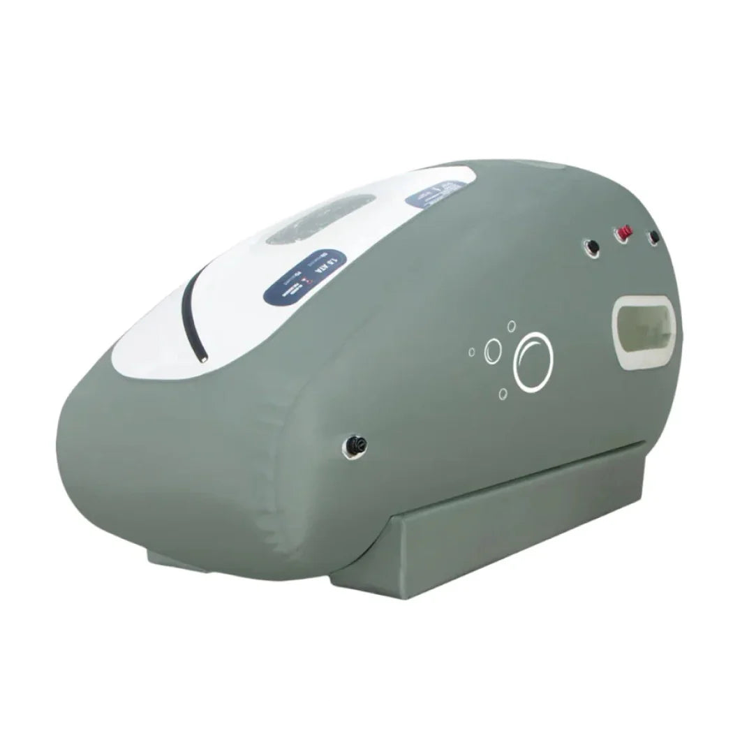 Gray and white hyperbaric chamber on a white background