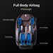 Massage chair with labeled airbag sections on a black background