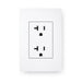 White wall outlet with black outline on a white background