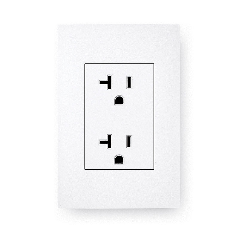 White wall outlet with black outline on a white background