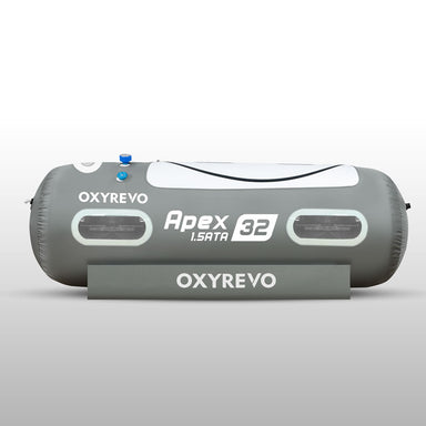 Oxyrevo hyberbaric chamber on a white background