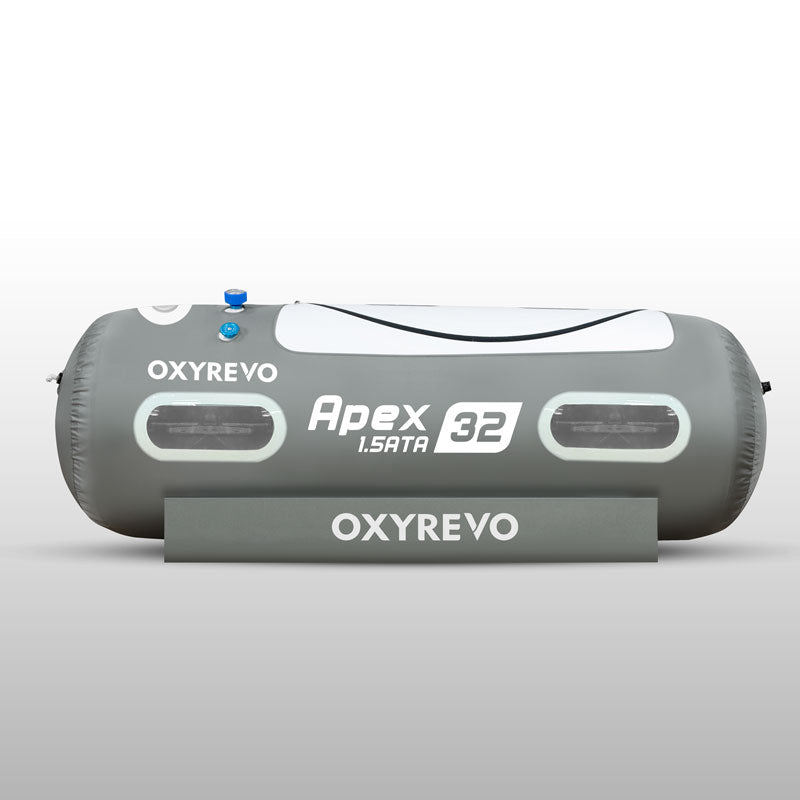 Oxyrevo hyberbaric chamber on a white background