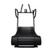 Black treadmill with digital display on a white background