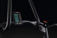Close-up of a digital display on an treadmill with a dark background