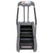 Gray step ladder with wheels on a white background
