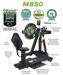 Dynamix M850 exercise bike with features highlighted on a white background