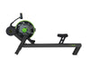 Rowing machine with a green display on a white background