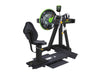 Black and green exercise bike trainer on a white background
