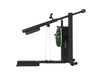 Black and green fluid fitness machine with white background