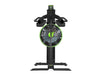 Black and green exercise machine with a white background