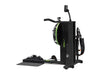Black and green fluid exercise machine with white background