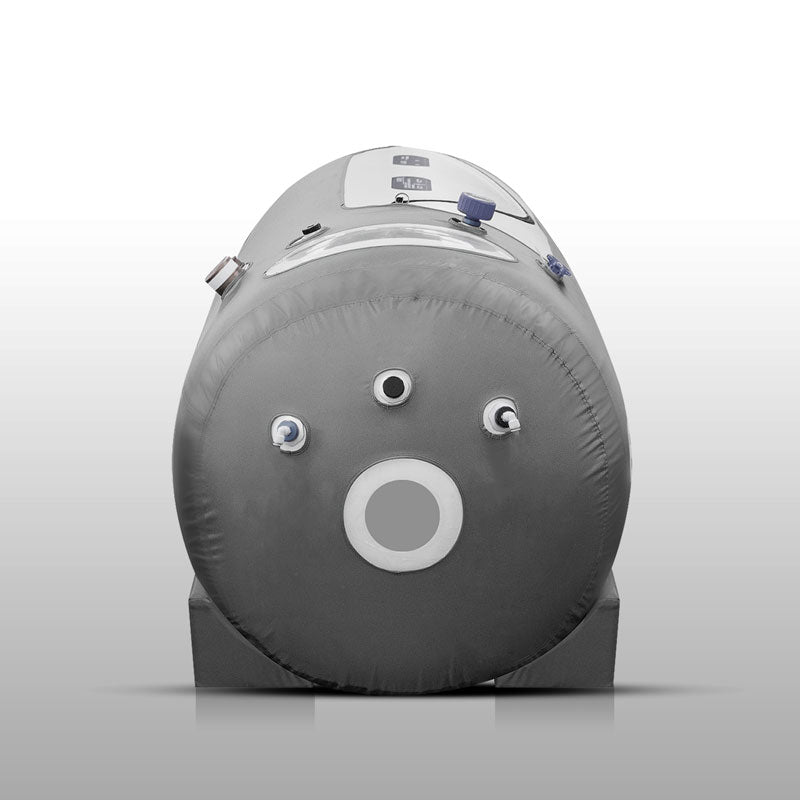 Oxyrevo hyperbaric chamber on a white background