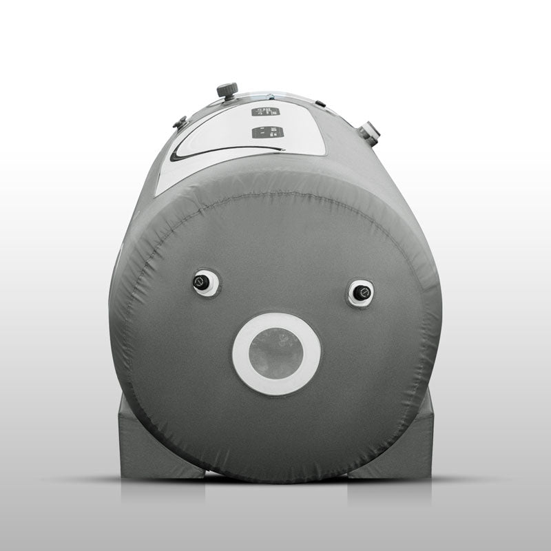 Oxyrevo hyperbaric chamber on a white background