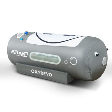Oxyrevo hyperbaric chamber on a white background