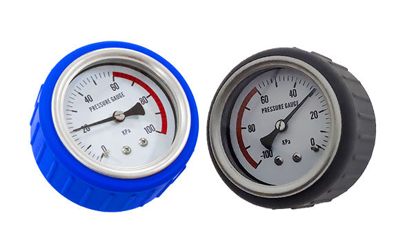 Two pressure gauges on a white background