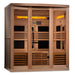 Wooden sauna with glass doors on a white background
