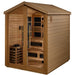 Wooden sauna with interior compartments on a white background