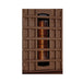 Wooden sauna heater with glowing interior on a white background
