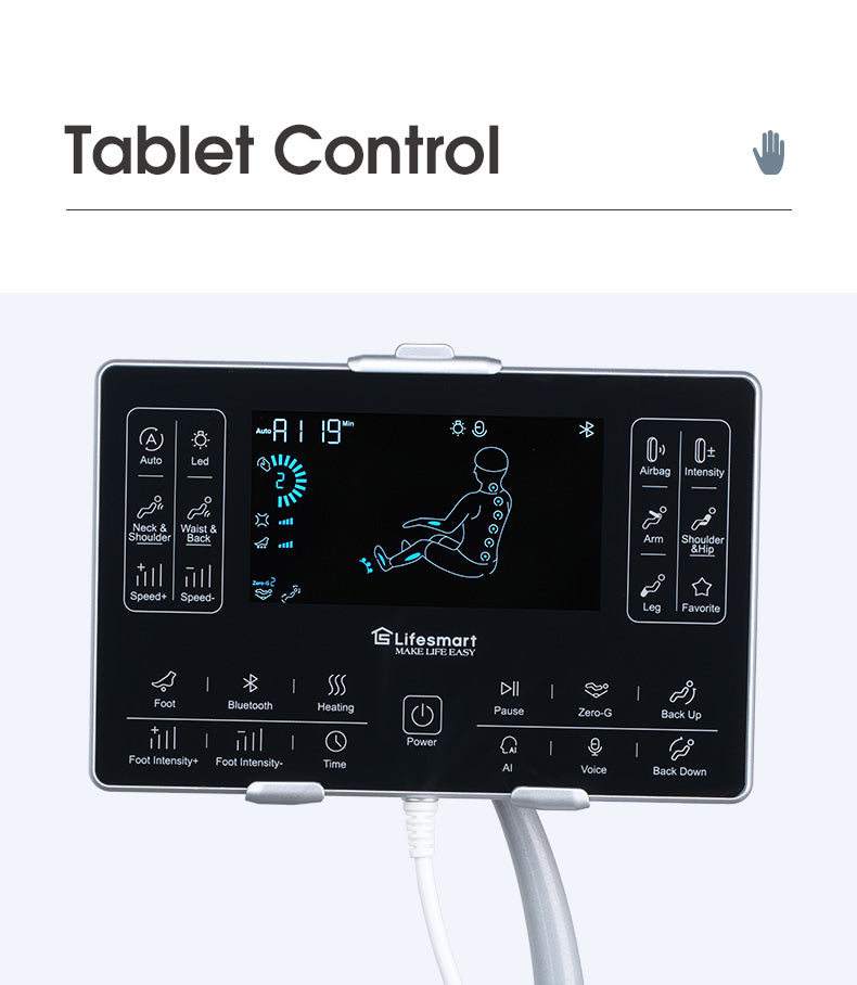 Control panel with digital display and various buttons on a stand, branded 'Lifesmart'.