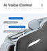 Massage chair with AI voice control interface on a white background