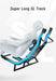 White mannequin on a blue and black massage chair with 'Super Long SL Track' text.