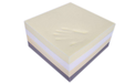 hand print on a layered memory foam pad on a white background