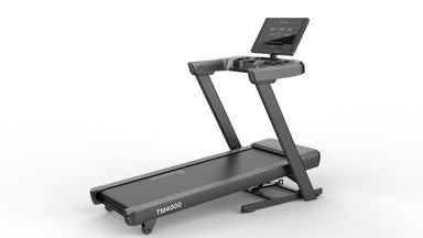 Treadmill with digital display on a white background