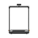 Black and gray treadmill on a white background