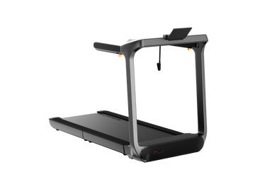 Black treadmill on a white background