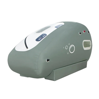 Gray and white hyperbaric chamber on a white background